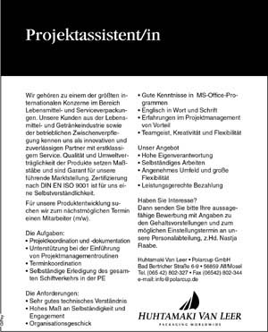 Huhtamaki Van Leer-Anzeige von GiPsy gesetzt