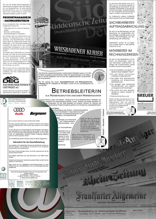 GiPsy-Anzeigen in den Printmedien und im Internet