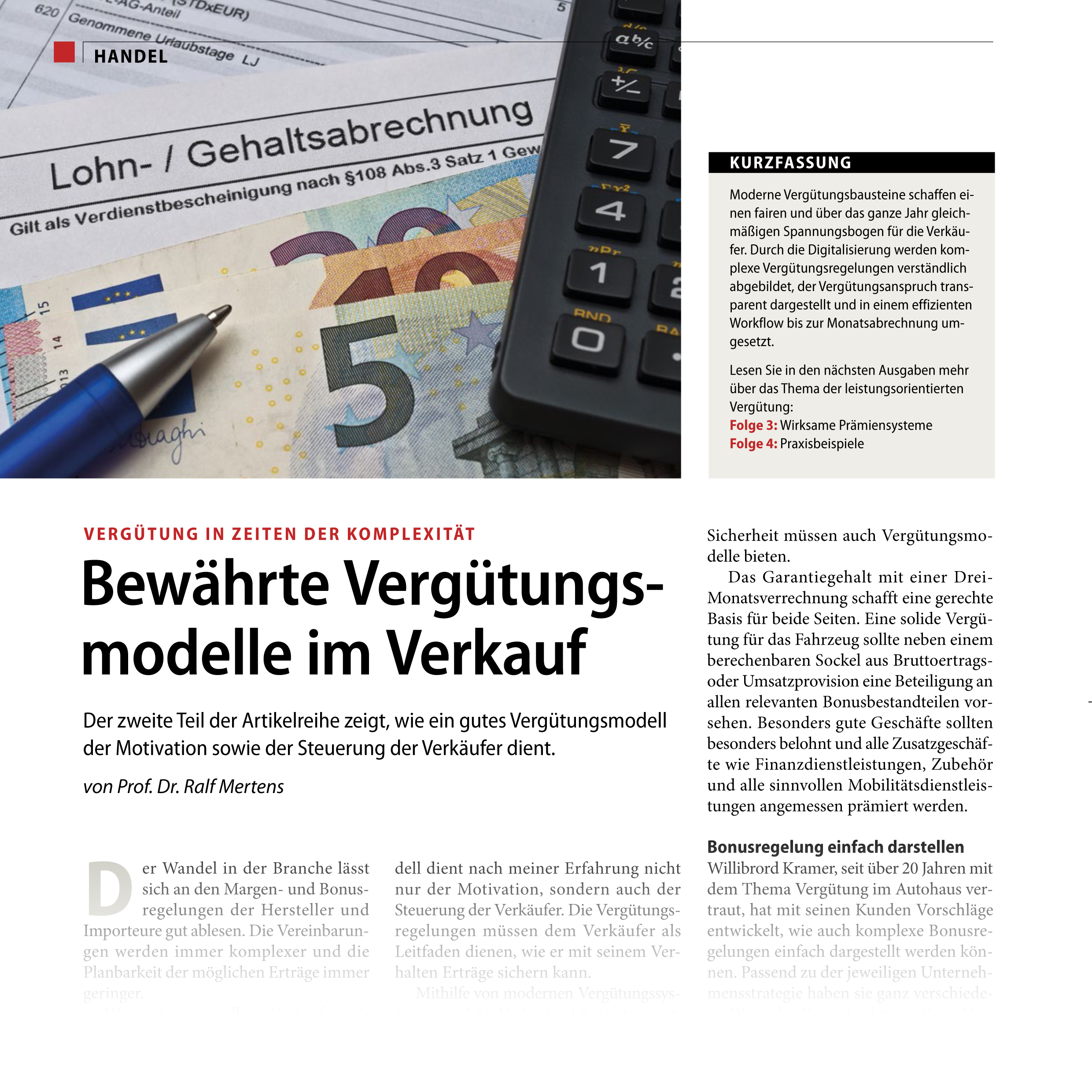 Autohaus Verlag - Bewährte Vergütungsmodelle im Verkauf - Ralf Mertens